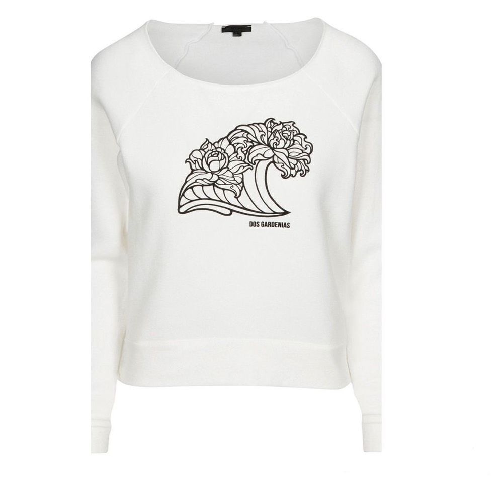 Dos Gardenias Women's‎ Fleece Wave Raglan Pullover Sweater White Size 4 medium